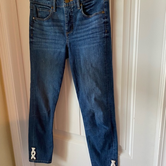 Loft made and loved jeans Size 4/27 skinny crop slim pockets accent on ankles - Picture 2 of 12